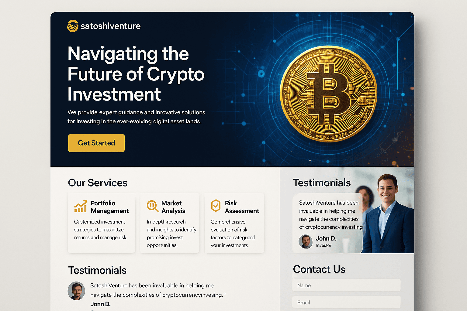 satoshiventure.com website mockup